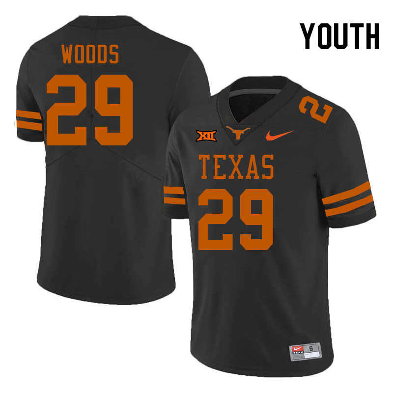 Youth #29 Ky Woods Texas Longhorns 2023 College Football Jerseys Stitched-Black